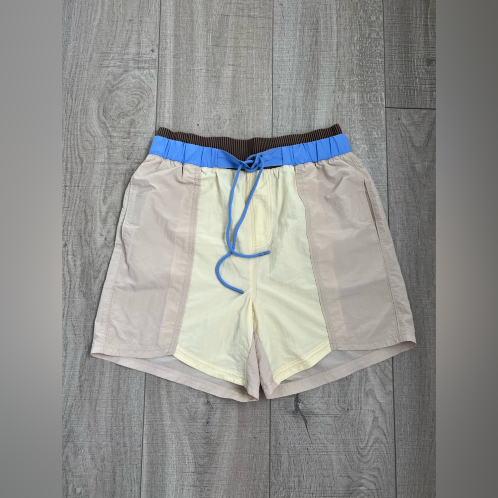 FP Movement Sun Daze Colorblock Board Shorts Cream Blue Beach SUP Surf LARGE